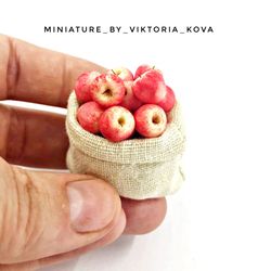 Dollhouse miniature 1:12 apples, apples in a bag! 1 set