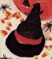 Vintage Crochet Pattern 40 Hallowen Witchs Hat Party Favor
