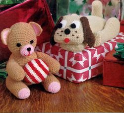 SET Nikki Puppy and Bear with Ball Vintage Crochet Pattern 46