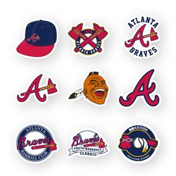 Atlanta Braves Logo Sticker Set of 9 by 2 inches each Car Window Laptop Wall Case Outdoor MLB Team