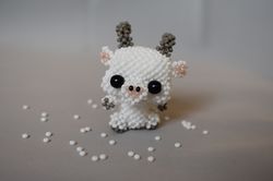 Beaded goat as figurine. Can be make as beaded keyring. Goat keychain, beaded animal gift.