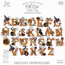 Happy HALLOWEEN clipart. Font clipart. Alphabet clipart. Pumpkins. Design Digital Download. OliArtStudioShop