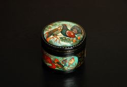 Winter Wildlife Lacquer box hand painted decorative art Christmas gift