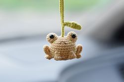frog hanging car charm, grumpy frog car accessory, car decor for teens, frog car  Valentines day gift, gift for mom