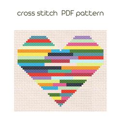 Heart cross stitch pattern Cross stitch for beginner Easy cross stitch Instant Download /129/