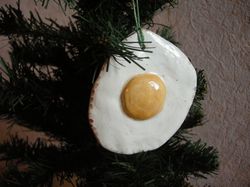 Ceramic fried eggs. Christmas tree toy/Car rear view mirror