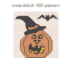 Pumpkin cross stitch pattern/ Halloween cross stitch/ Cross stitch for beginner / PDF pattern/ Instant download /131/