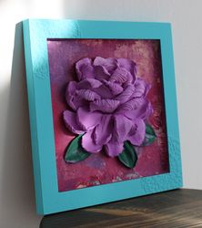 Rose, plaster flower art, sculpture painting, handmade home decor, original gift idea.