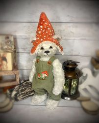Teddy bear handmade/cute teddy/fly agaric/vintage plush/collection bear/vintage bear/plush bear/handmade toy/collection