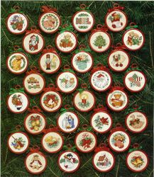 Vintage Round Mini Christmas Ornaments cross stitch pattern PDF Classic Holiday Designs 2-3 inch Instant Downloadh