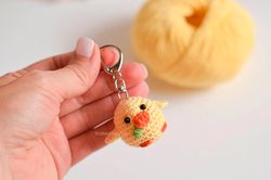 Duck keychain for backpack, duckling gifts, cute handmade keychain Mothers day gift by KnittedToysKsu