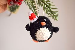 Christmas penguin tree decor, Christmas car charm, Xmas tree decor penguin lover, Christmas ornament gift for her