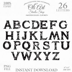 Alphabet Clip Art. Font clipart. Hand Drawn graphics. Design Digital Download. OliArtStudioShop