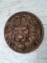 Lion head wall sculpture Wall hanging plaque lion head Wall decor lion head