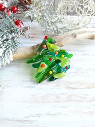 Handmade fused glass Christmas Tree decoration, winter holidays,christmas gift ideas, new year decor