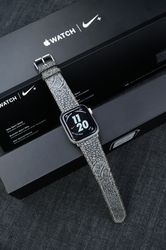 Handmade Gray Ostrish Leather Apple Watch Band for Apple Watch Series 8/7/6/SE/5/4/3/2/1 Apple Watch Ultra