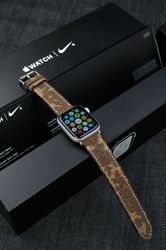 Handmade Camo Leather Apple Watch Band for Apple Watch Series 8/7/6/SE/5/4/3/2/1 Apple Watch Ultra