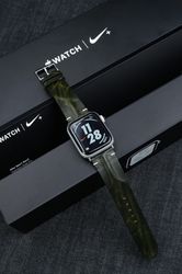 Handmade Dark Green Leather Apple Watch Band for Apple Watch Series 8/7/6/SE/5/4/3/2/1 Apple Watch Ultra