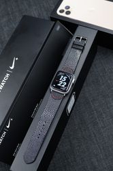 Handmade Black&Red Stingray Leather Apple Watch Band for Apple Watch Series 8/7/6/SE/5/4/3/2/1 Apple Watch Ultra