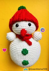 Crochet Pattern of Snowman in English. Snowman crochet tutorial. Crochet pattern toys
