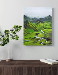 original acrylic painting landscape mountain on canvas
