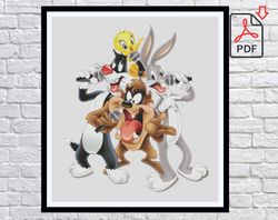 Looney Tunes Cross Stitch Pattern / Bugs Bunny Cross Stitch Pattern / Cartoon PDF Cross Stitch Chart / Tweety Pattern