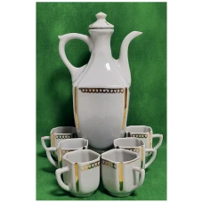 Vintage Oriental Porcelain Coffee Set. Old Bone China. Demitasse