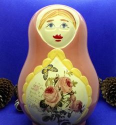 Vintage Soviet Ceramic Nesting doll.Coin box.Money box.Matryoshka