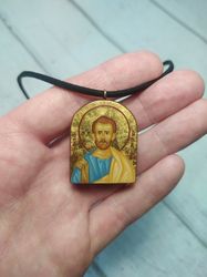 Saint Barnabas | Icon necklace | Wooden pendant | Jewelry icon | Orthodox Icon | Christian saints