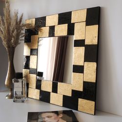 Wall Mirror hanging mirror mirror in a wooden frame black mirror wooden tile golden mirror makeup mirror handmade mirror