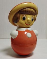 Pinocchio Vintage Soviet Toy Roly Poly. Musical Nevalyashka USSR