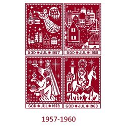 SET 4 Christmas Sampler 1957-1960 Cross Stitch Pattern PDF Monochrome