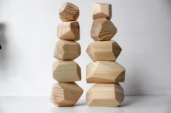 Tumi Ishi - natural wood Rocks stacking toy, montessori building blocks set