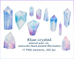 blue crystal mineral gems set