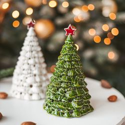 Ceramic tealight holder "Christmas tree with star"