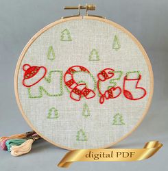 Noel pattern pdf embroidery, Christmas embroidery DIY