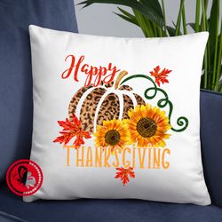 Happy Thanksgiving pumpkin sunflowers Leopard print Yellow flower Sublimation designs downloads Sublimate print