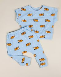Corgi baby outfit, clothes set of 2: baby t-shirt and harem pants, baby boy clothes, baby girl clothes, gift for baby
