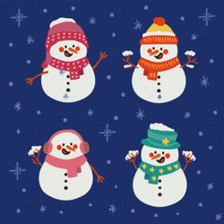 Cross Stitch Pattern | Christmas | Snowman | 5 Sizes | PDF Counted Vintage Highly Detailed Stitch