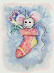 Cross Stitch Pattern | Mouse | Christmas | 4 Sizes | PDF Counted Vintage Highly Detailed Stitch