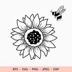 Bumble Bee Sunflower Svg File for Cricut dxf for laser cut