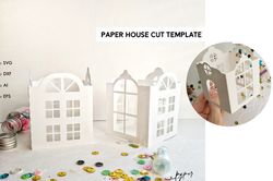 Paper house SVG template Christmas ornament svg