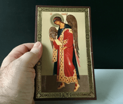 Archangel Gabriel, Full Stature | Icon print on wood | Size: 19 x 12,5 x 2 cm | Made in Russia