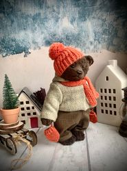 Tony teddy bear/plush handmade toy/collection bear-plush toy-cute toy-vintage toy-Teddy bear in clothes-ooak-artist toy
