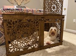 Dog crate furniture, custom dog kennel, dog house indoor, wooden dog crate
