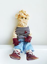 Handmade Man Textile Doll Exclusive Sailor Toy