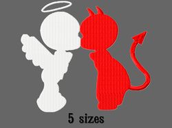 Halloween embroidery design. Angel embroidery design. Demon embroidery design. Digital download.