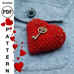 Crochet Pattern Brooch Heart, How to Make Brooch