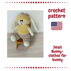 Amigurumi Pattern bunny, knit clothes pattern, bunny rabbit pattern pdf, animal bunny, crochet toy tutorial digital