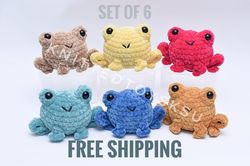 Toad plush set of 6 toys, kawaii froggy stress ball set, frog toy gift for her, toad desk pet KnittedToysKsu